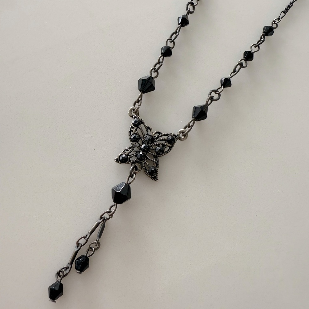 Black Butterfly Y Shaped Necklace